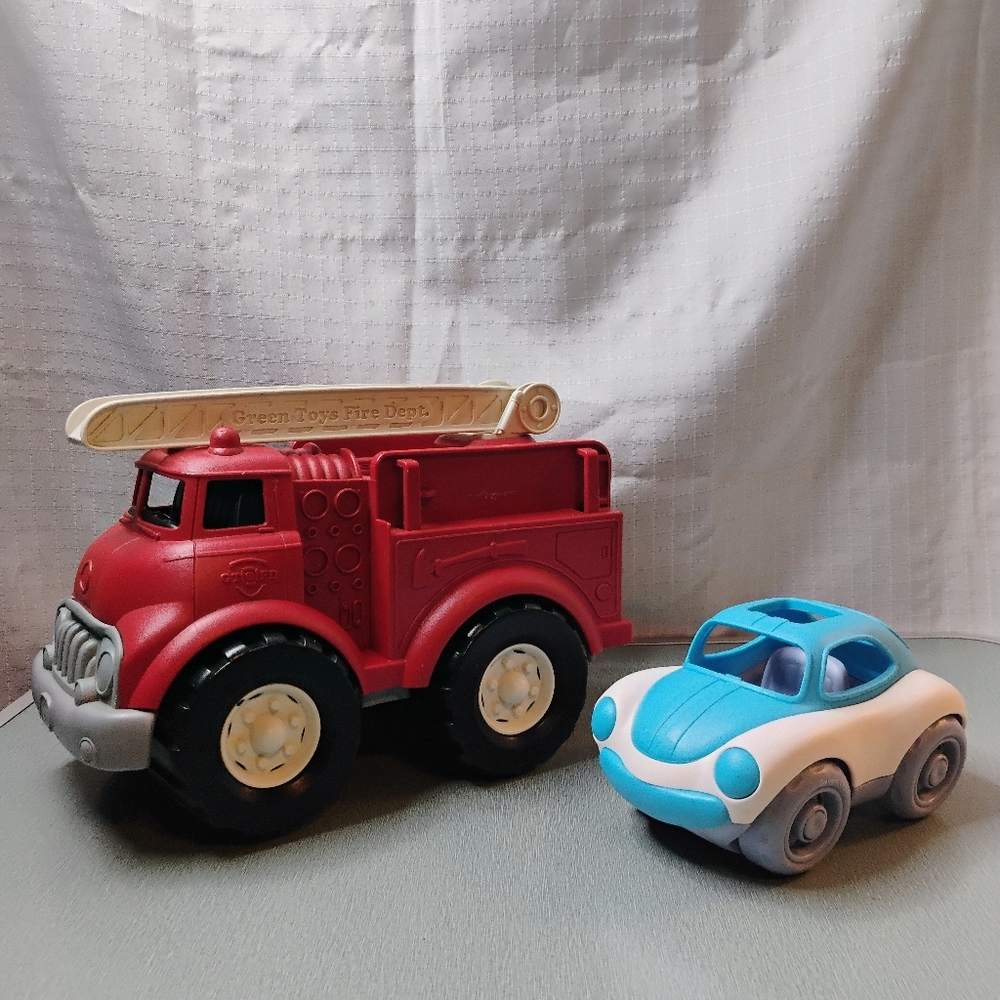Green Toys Fire Truck and Blue Car Bundle